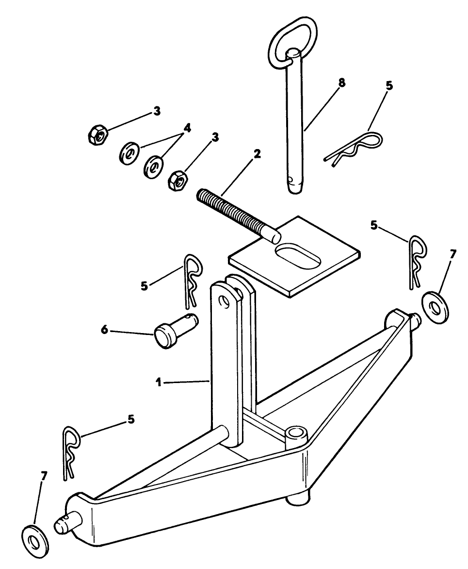 Sleeve Hitch Adaptor Diagram and Parts List for 62542C (H00000001-H99999999)(1989) Lawn Boy Lawn Tractor